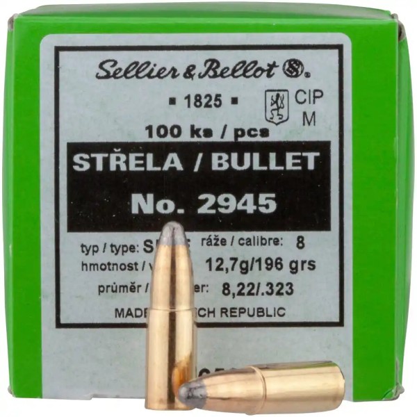 Sellier & Bellot Geschosse .8,0mm/.323 196gr TM CE 100Stk.