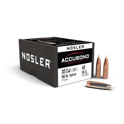 Nosler Geschosse 7,62/.30 180gr AccuBond 50Stk. Nosler Geschosse 7,62/.30 180gr AccuBond 50Stk.